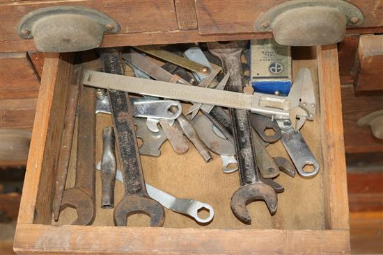 A tool cabinet with old tools, H.162cm